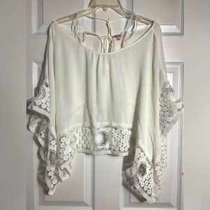 Apeach Boho Lace-Trim Off-White Tunic Top S